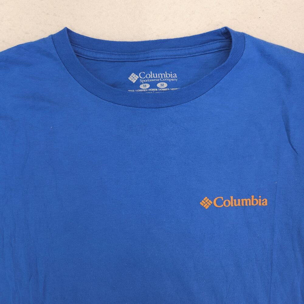Columbia Short Sleeve Crew Neck Graphic T Shirt Mens Size Medium M Blue